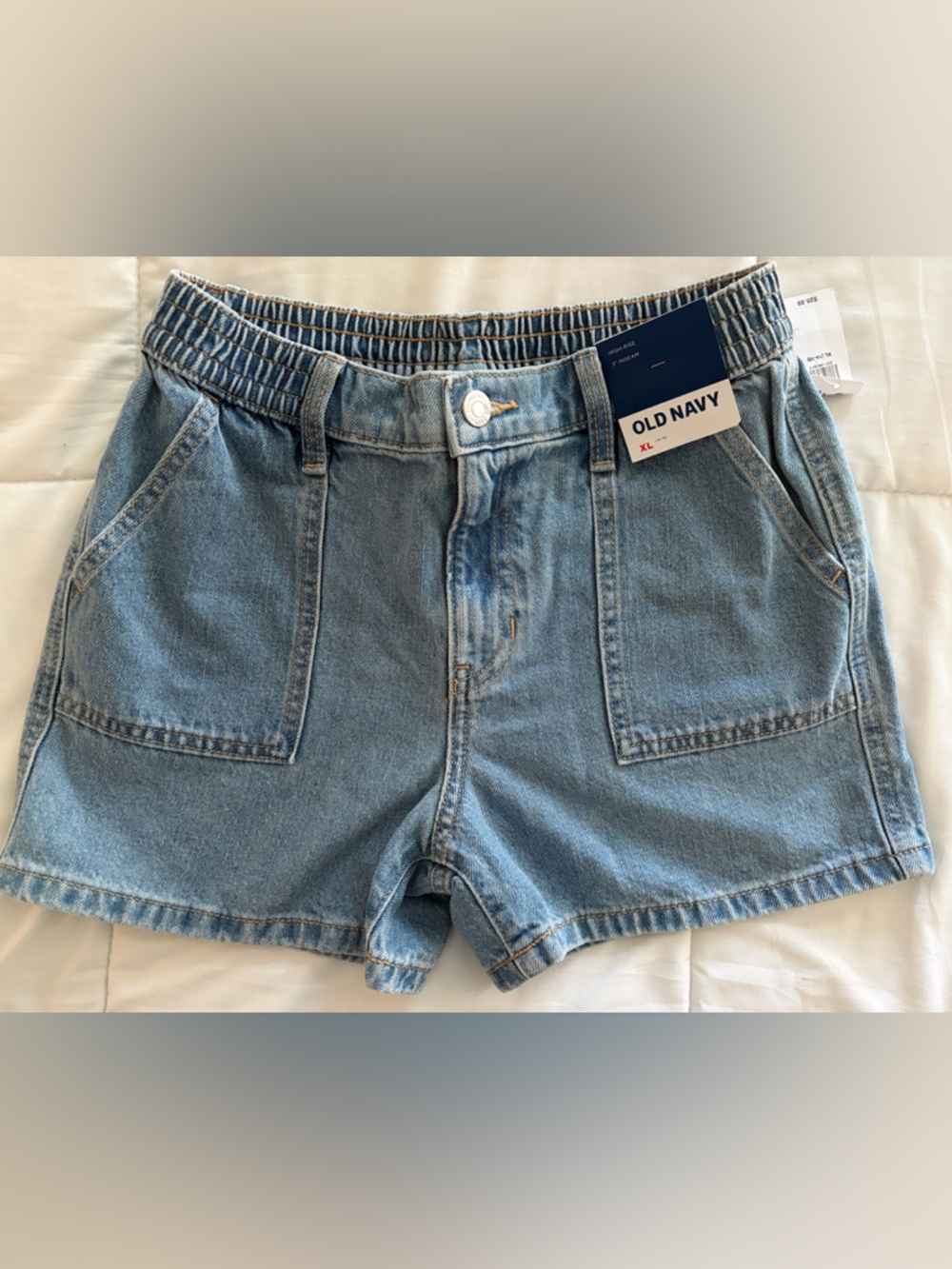 Girls Old Navy Light Blue Denim High-Waist Elastic Shorts XL